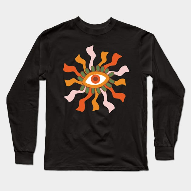 Retro One Eye Sunburst Long Sleeve T-Shirt by JoAnn's Storybook Designs 